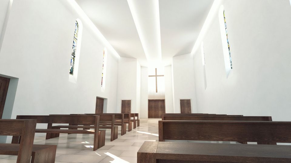 3D Visualisierung und Architekturvisualsierung eines Kirchenbaus für Architekturbüro Rainer Heuberger